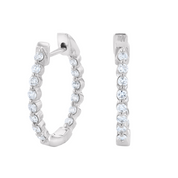 14K gold diamond hoop earrings with round brilliant stones, timeless fine jewelry for everyday wear