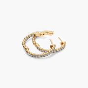 14K gold diamond hoop earrings with pavé stones, timeless fine jewelry for everyday wear