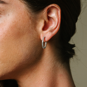 Diamond hoop earring in 14K gold, elegant everyday fine jewelry for women