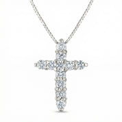 Diamond cross pendant necklace in 14K gold with box chain, timeless fine jewelry for everyday wear