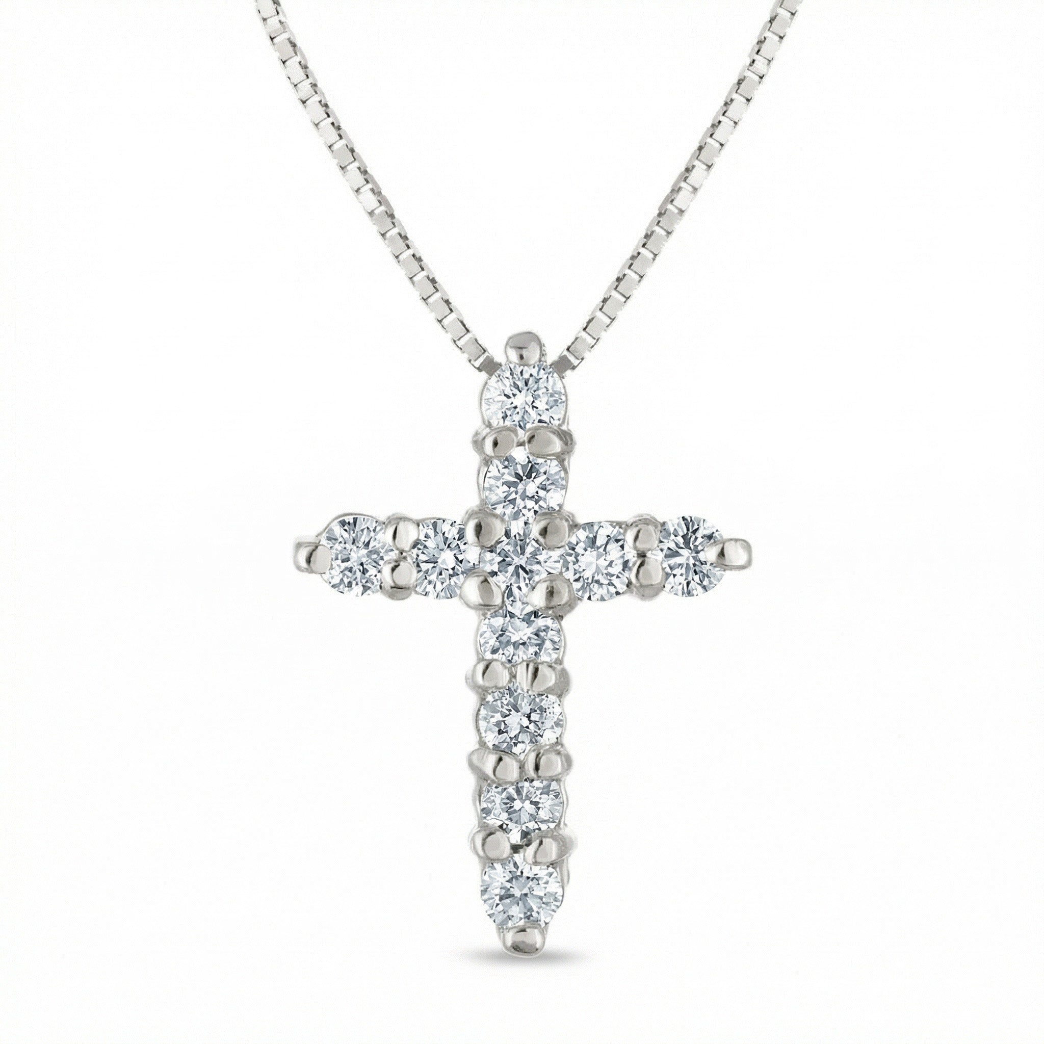 Diamond cross pendant necklace in 14K gold with box chain, timeless fine jewelry for everyday wear