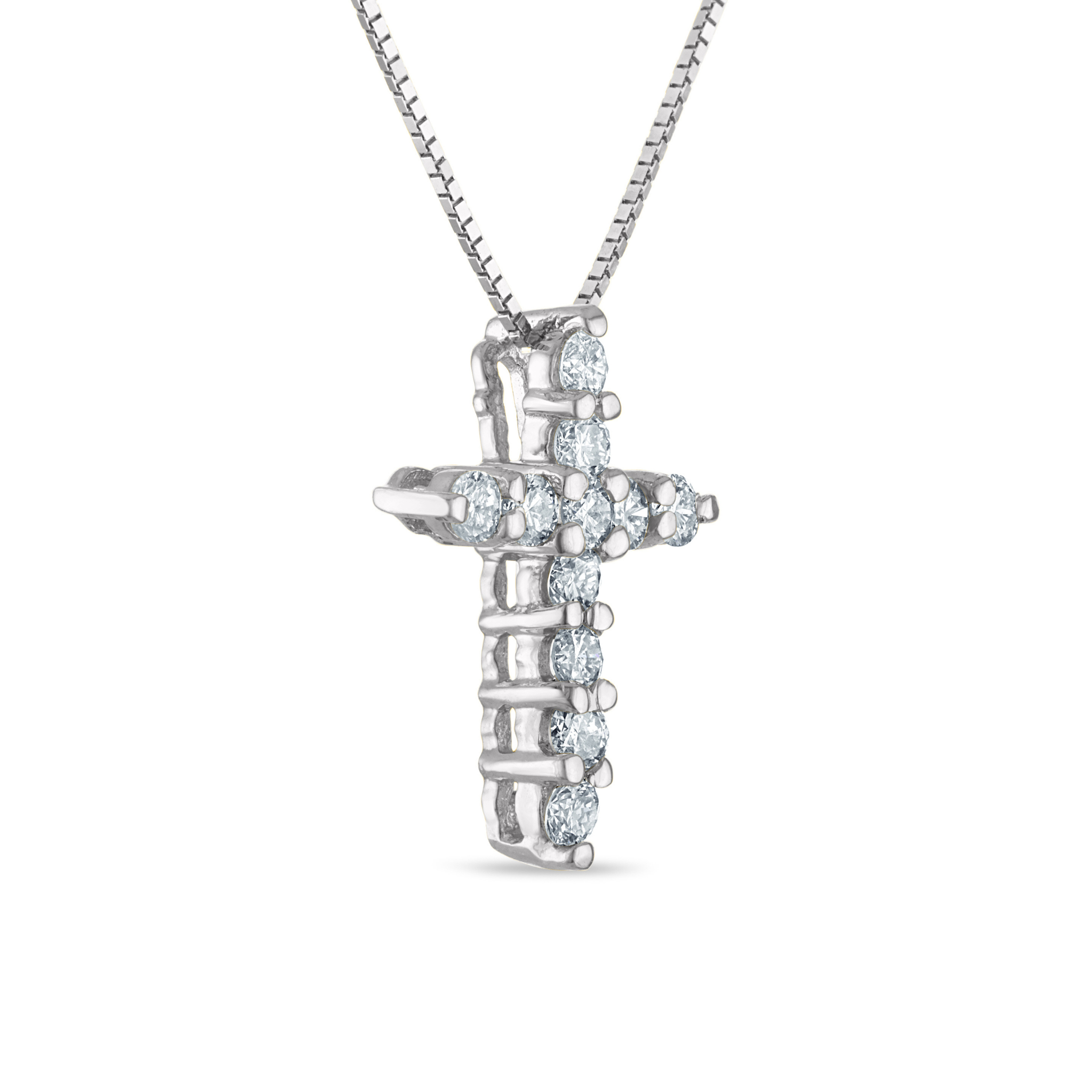 Diamond cross pendant necklace in 14K gold with box chain, timeless fine jewelry for everyday wear