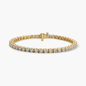 14K gold tennis bracelet with round diamonds, timeless fine jewelry for everyday wear