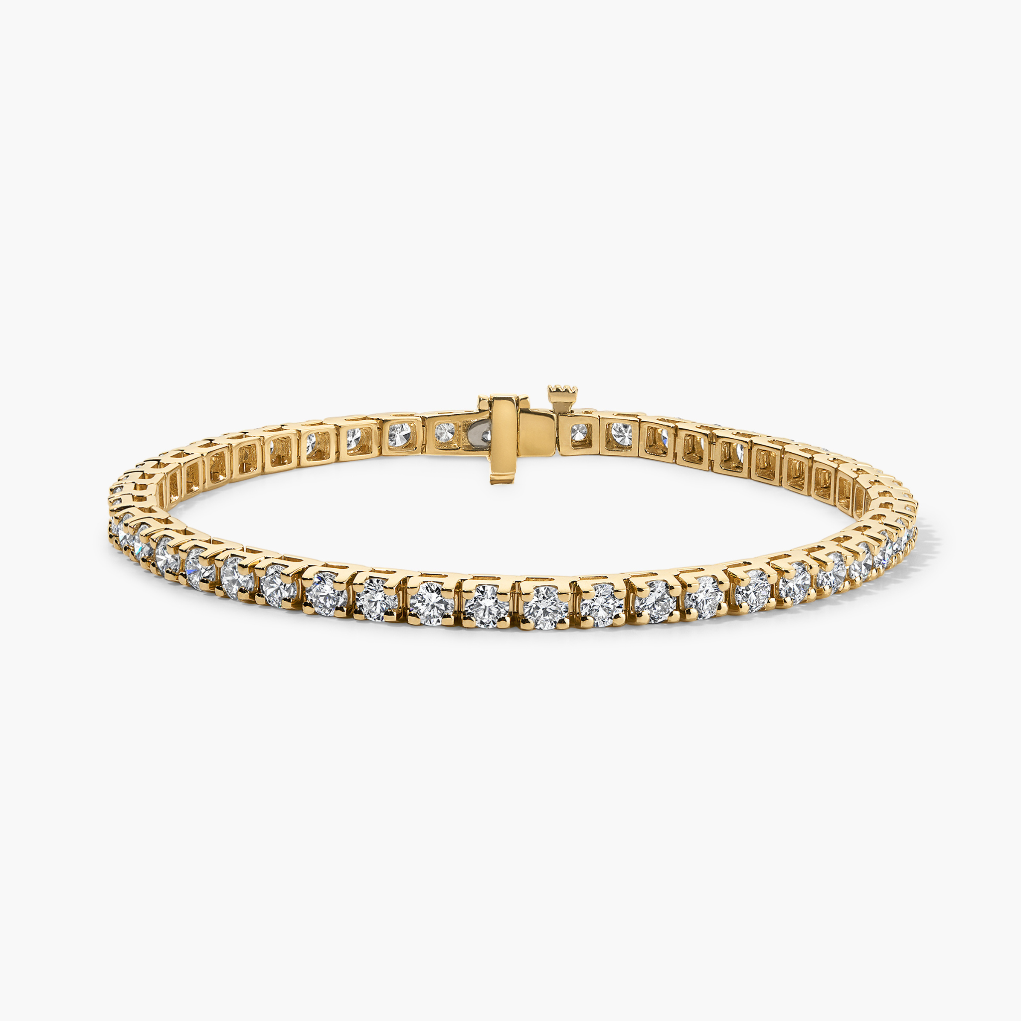 14K gold tennis bracelet with round diamonds, timeless fine jewelry for everyday wear