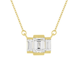 Lab Grown Emerald Diamond Bookend Pendant Necklace