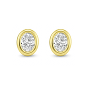 Lab Grown Oval Diamond Bezel Stud Earrings (3/4 ctw)