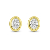 Lab Grown Oval Diamond Bezel Stud Earrings (3/4 ctw)