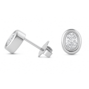 Lab Grown Oval Diamond Bezel Stud Earrings (3/4 ctw)