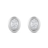 Lab Grown Oval Diamond Bezel Stud Earrings (3/4 ctw)