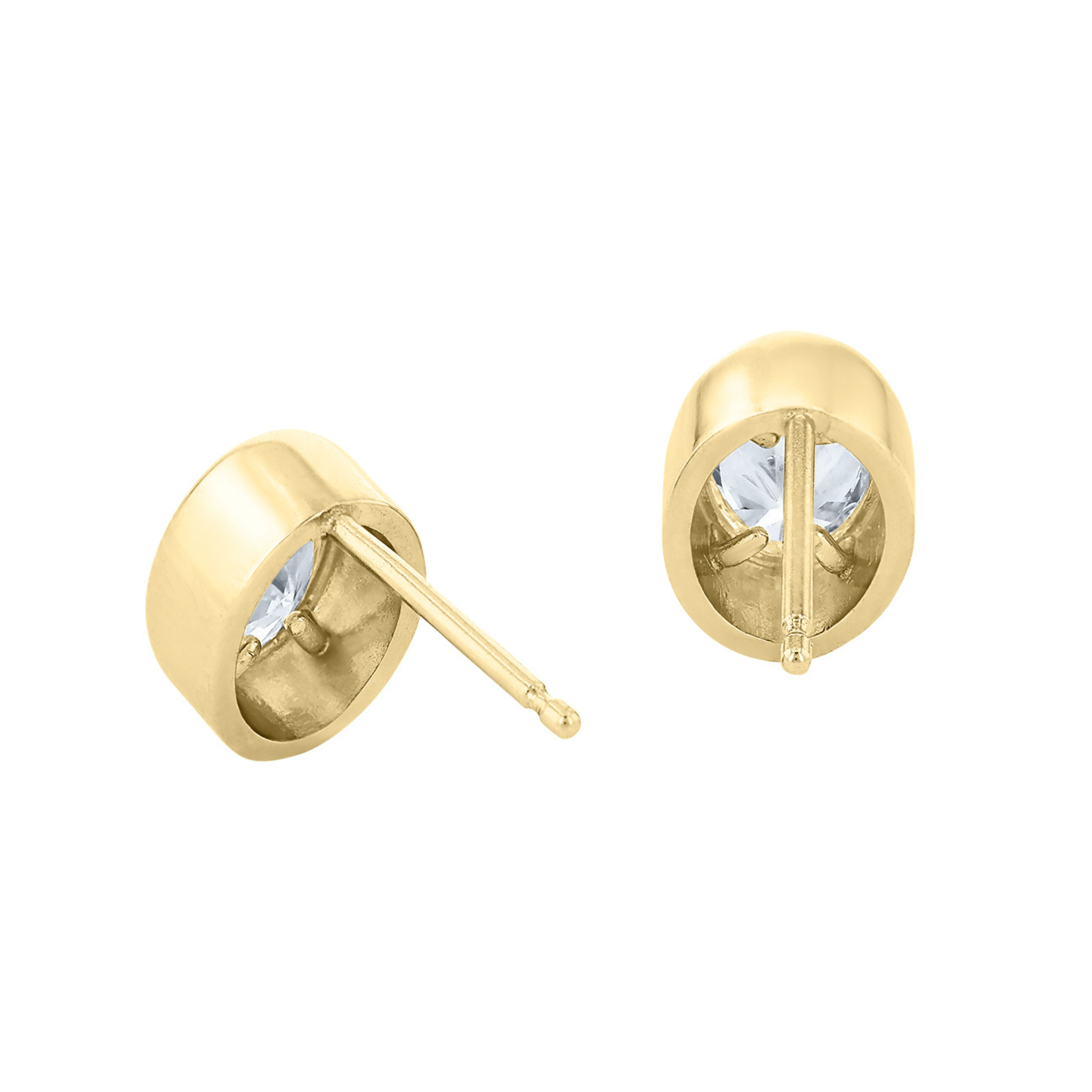 Lab Grown Oval Diamond Bezel Stud Earrings (3/4 ctw)
