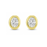 Lab Grown Oval Diamond Bezel Stud Earrings (3/4 ctw)