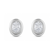 Oval diamond stud earrings in 14K white gold, timeless fine jewelry for everyday wear