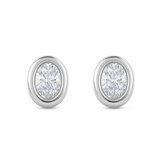 Lab Grown Oval Diamond Bezel Stud Earrings (3/4 ctw)