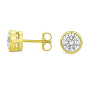 Lab Grown Round Diamond Bezel Stud Earrings
