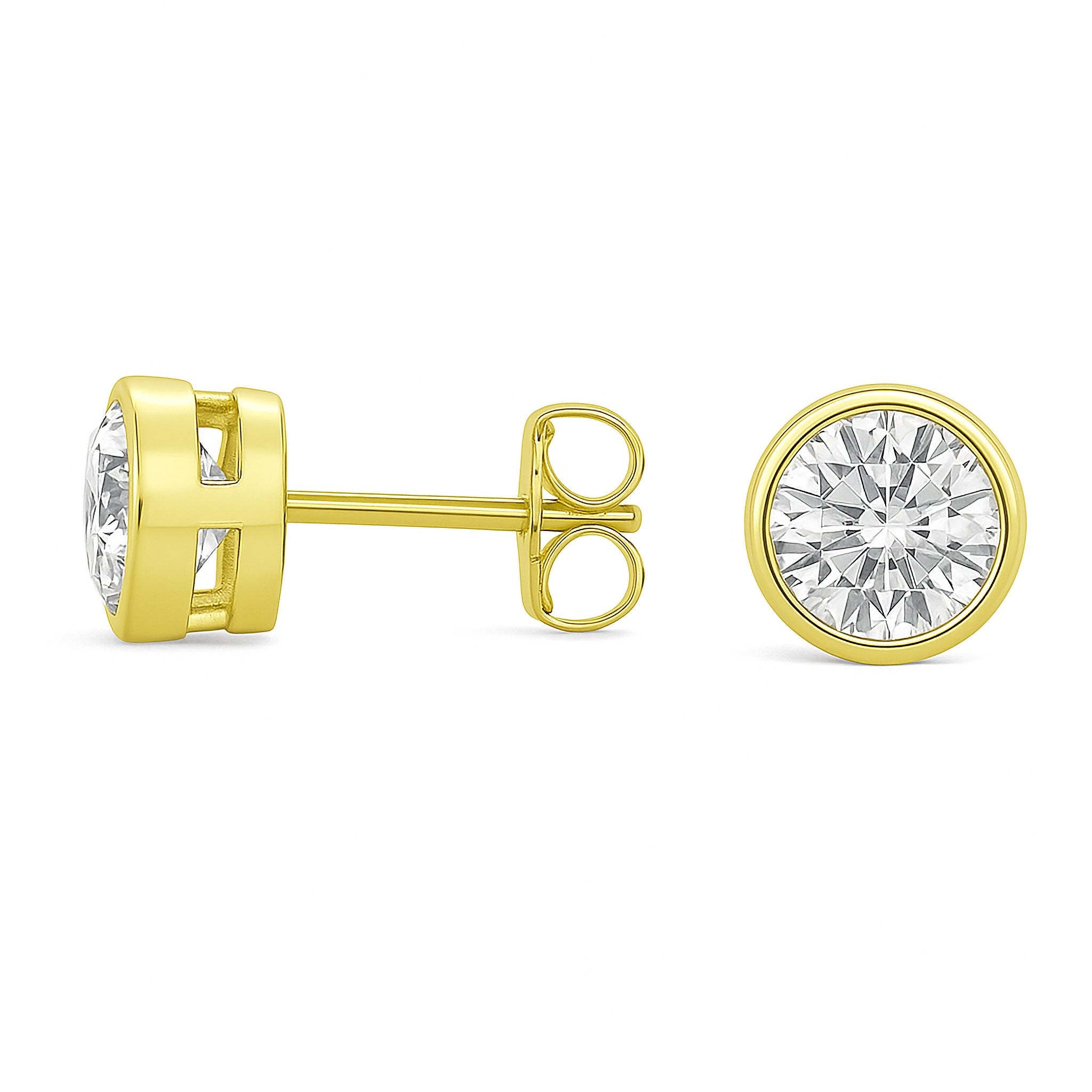 Lab Grown Round Diamond Bezel Stud Earrings