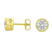 14K gold diamond stud earrings with round brilliant cut, perfect for everyday wear