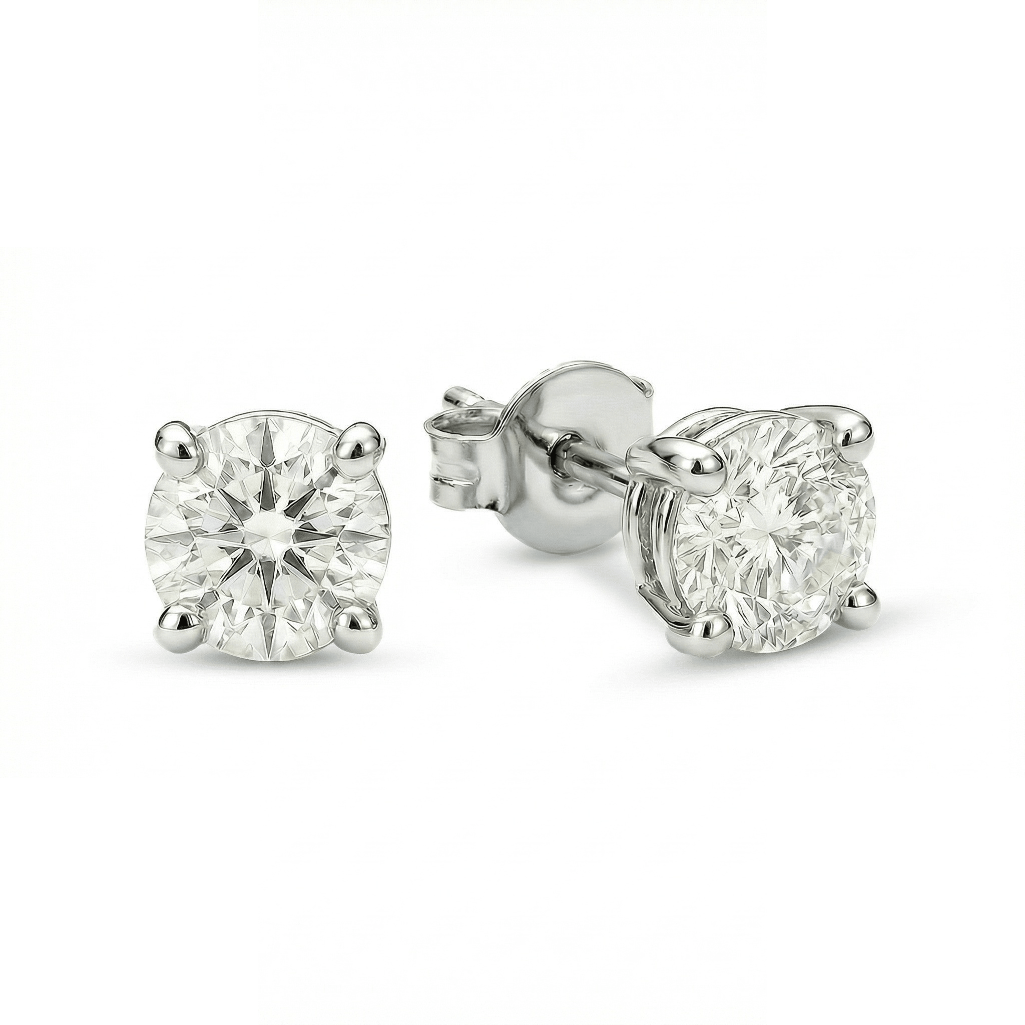 Lab Grown Round Diamond Stud Earrings