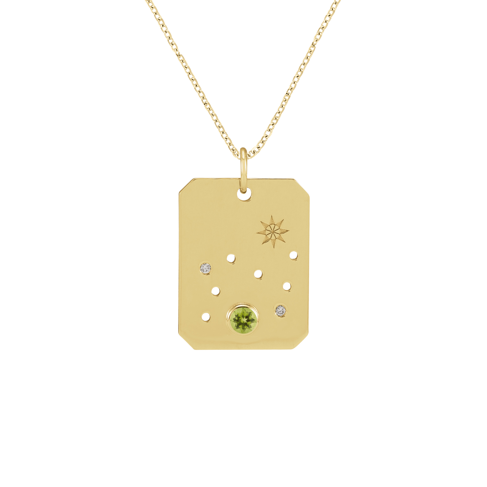 Leo Zodiac Peridot Constellation Pendant Necklace