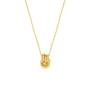 14K gold knot pendant necklace with delicate chain, timeless fine jewelry for everyday wear