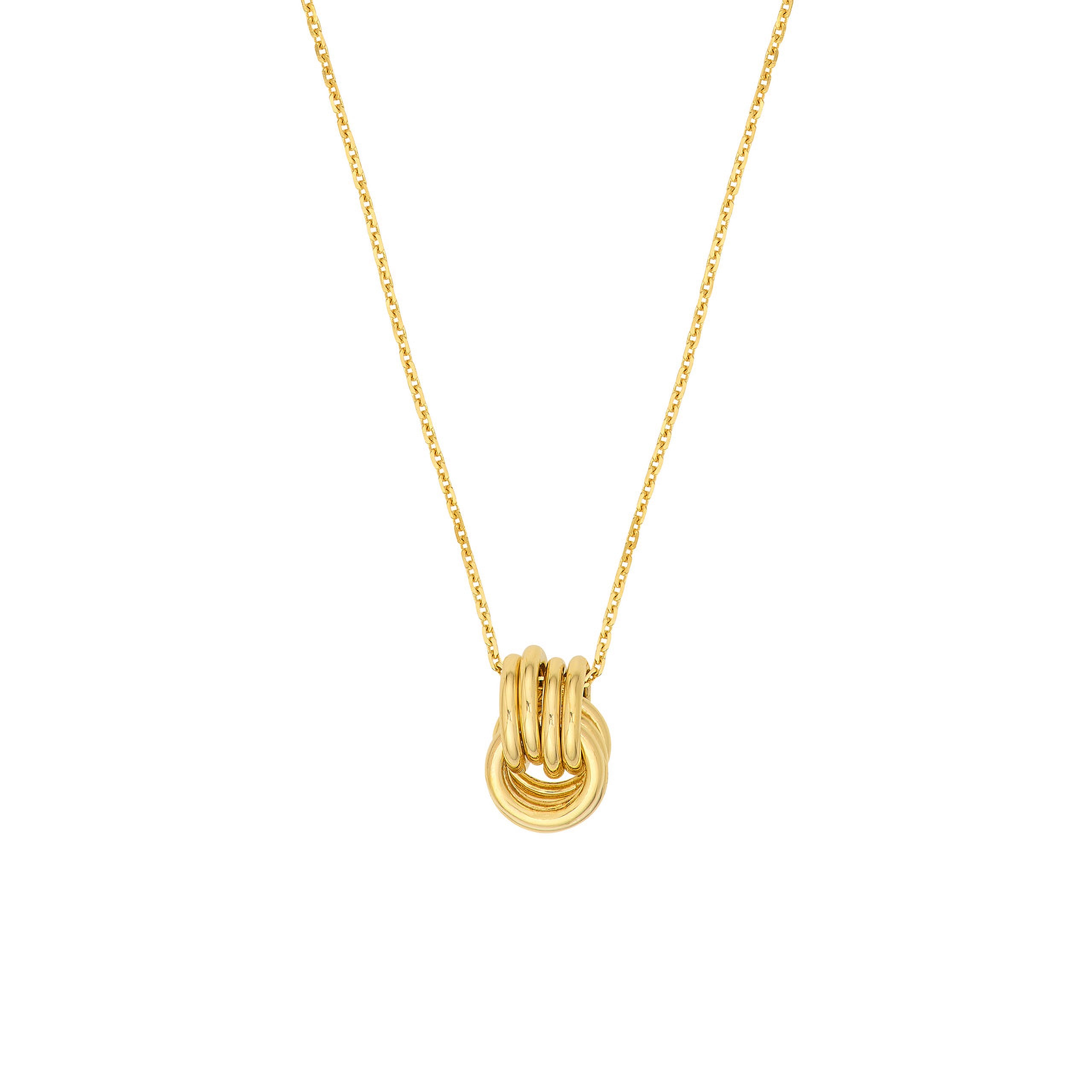 14K gold knot pendant necklace with delicate chain, timeless fine jewelry for everyday wear