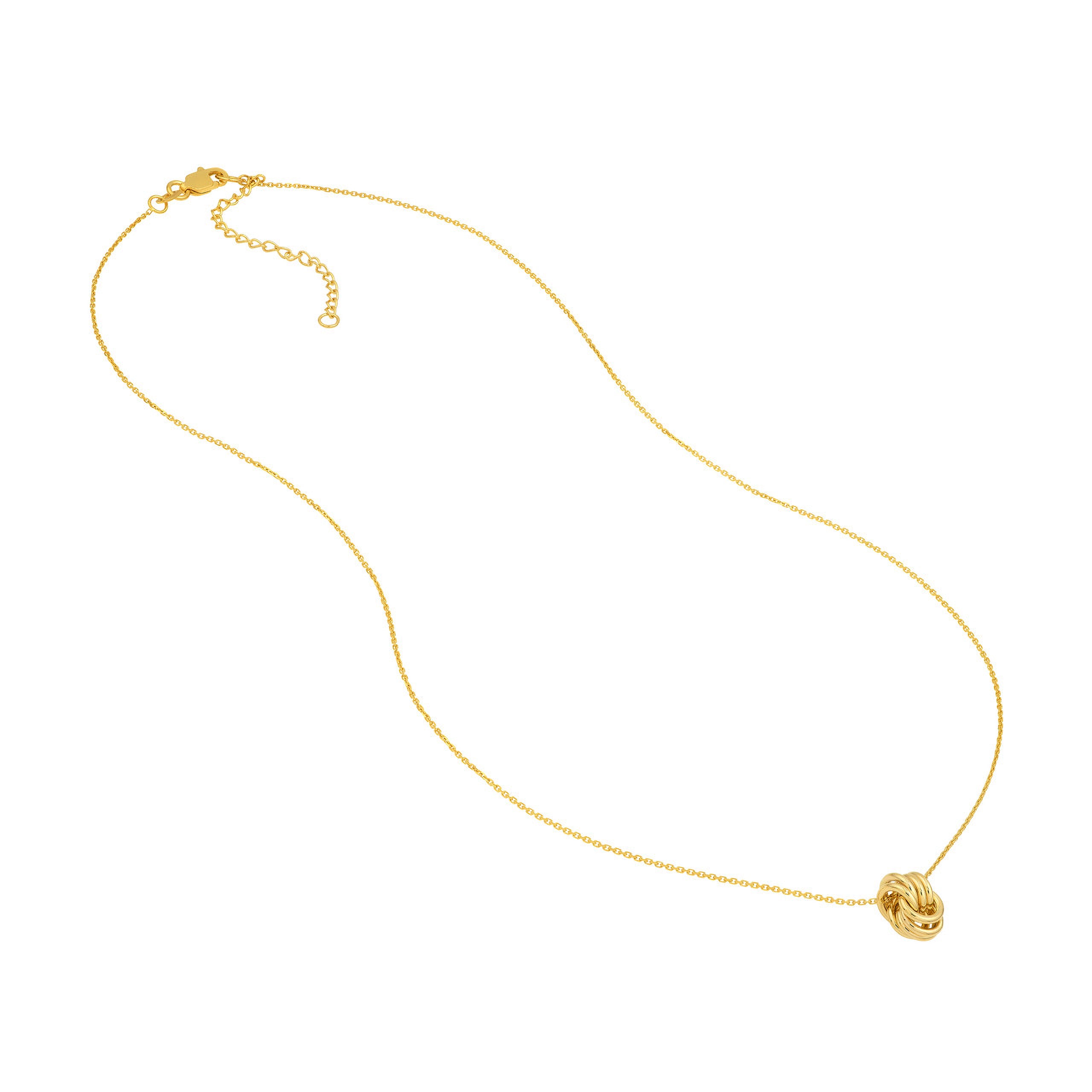 14K gold knot necklace with delicate chain and adjustable clasp, timeless fine jewelry for everyday wear