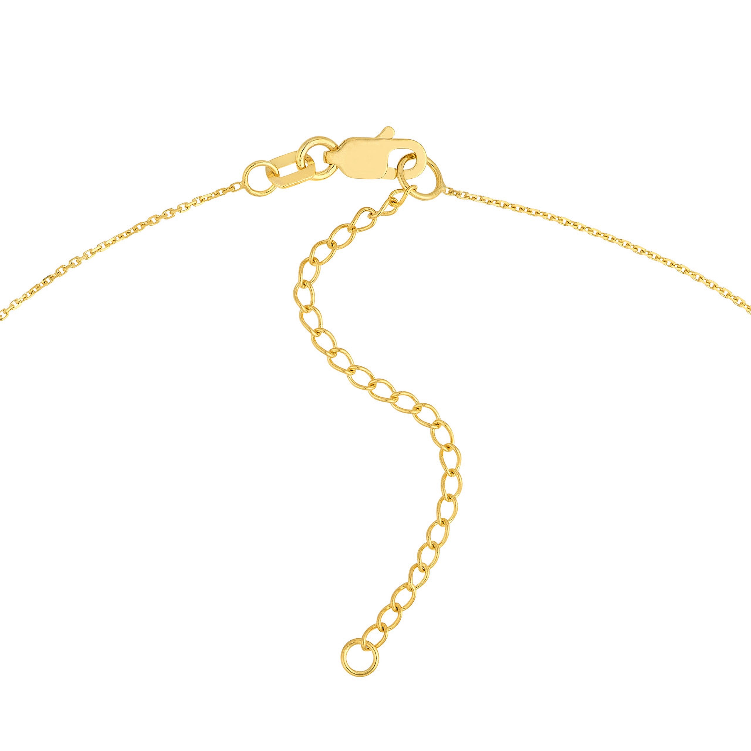 14K gold necklace with lobster clasp and adjustable chain extender, fine jewelry detail