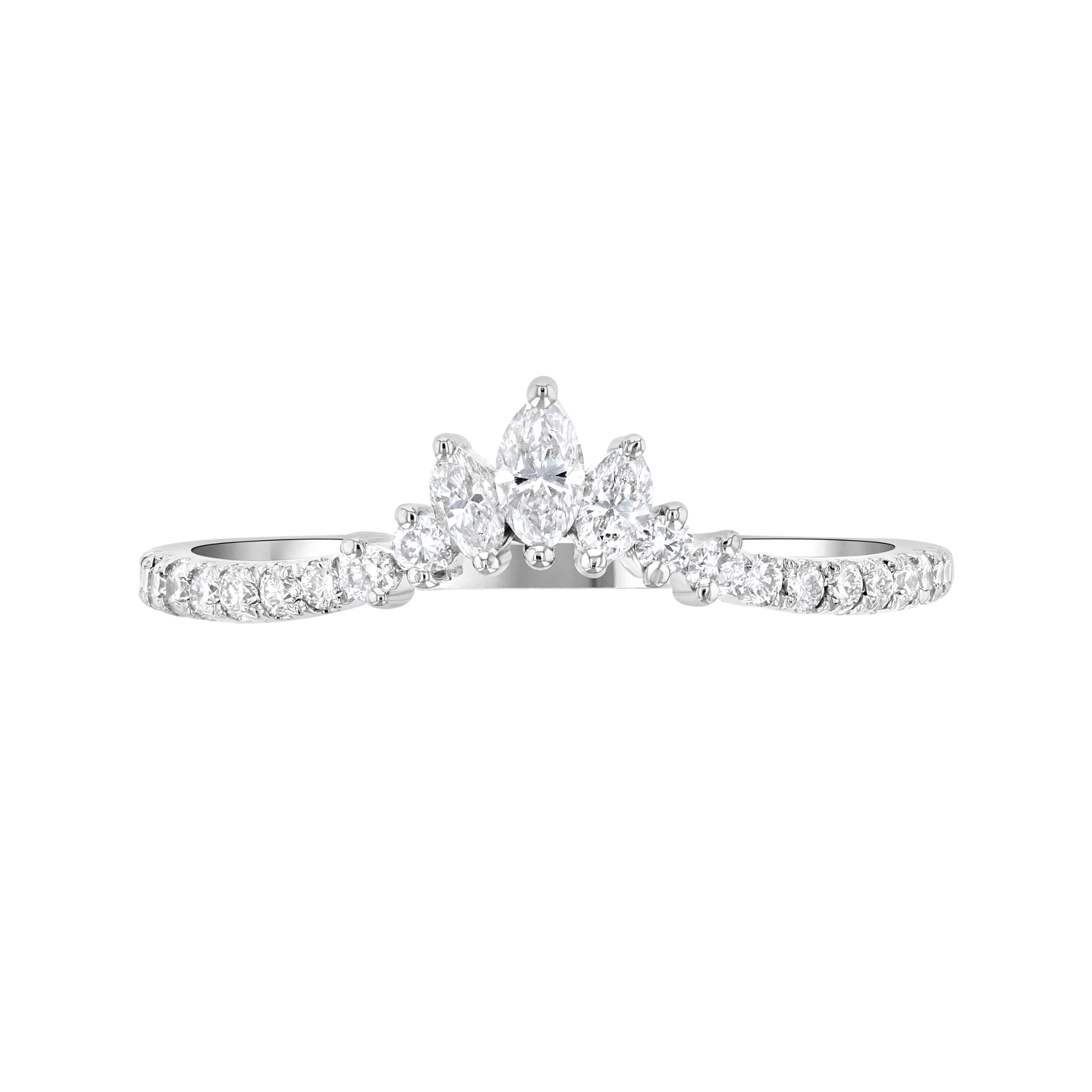 Marquise Diamond Crown Chevron Ring