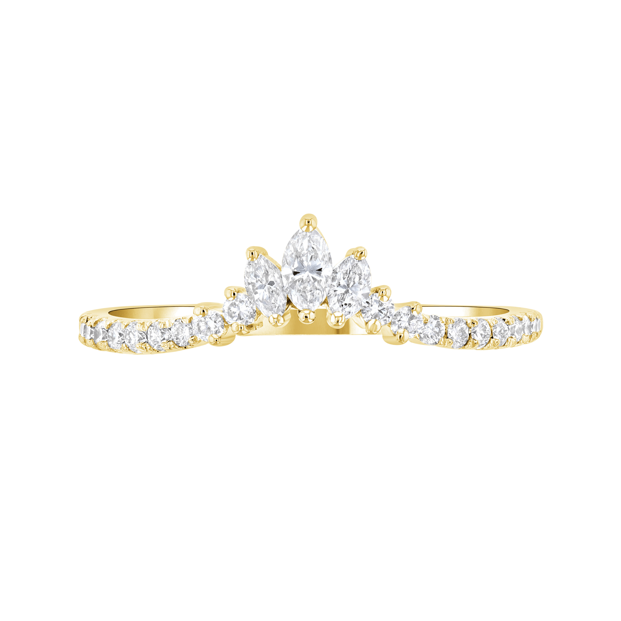Marquise Diamond Crown Chevron Ring