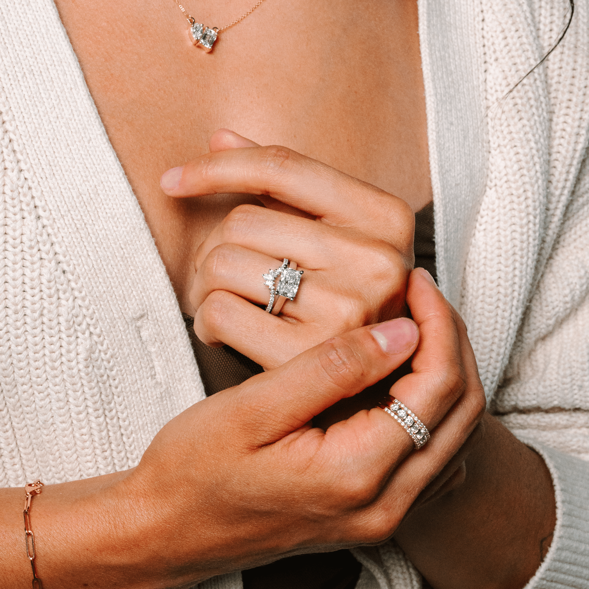 Marquise Diamond Crown Chevron Ring