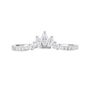 Marquise diamond engagement ring with pave band, 14K white gold, timeless fine jewelry