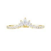 14K gold diamond ring with marquise center stone and pavé band, timeless fine jewelry