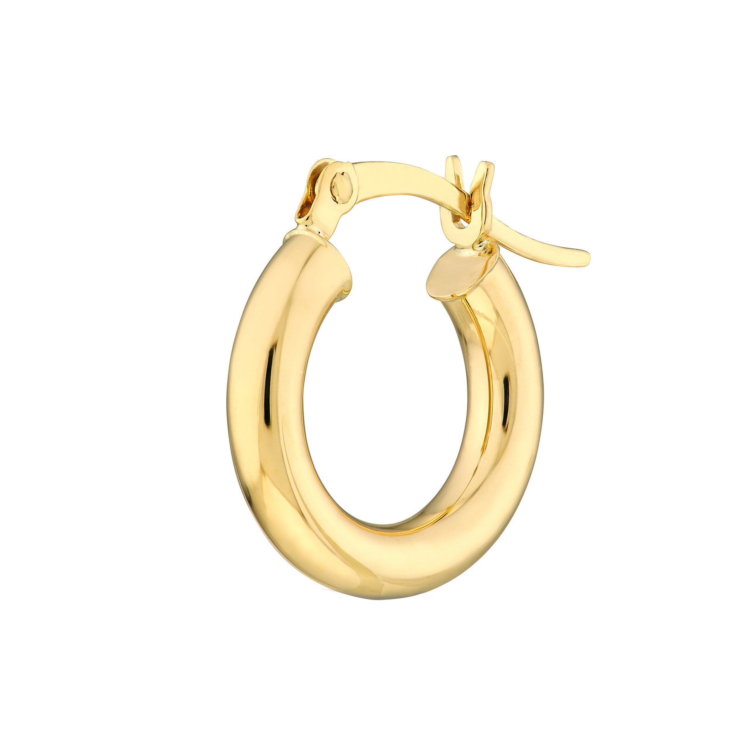14K gold hoop earring with secure clasp, timeless fine jewelry for everyday wear
