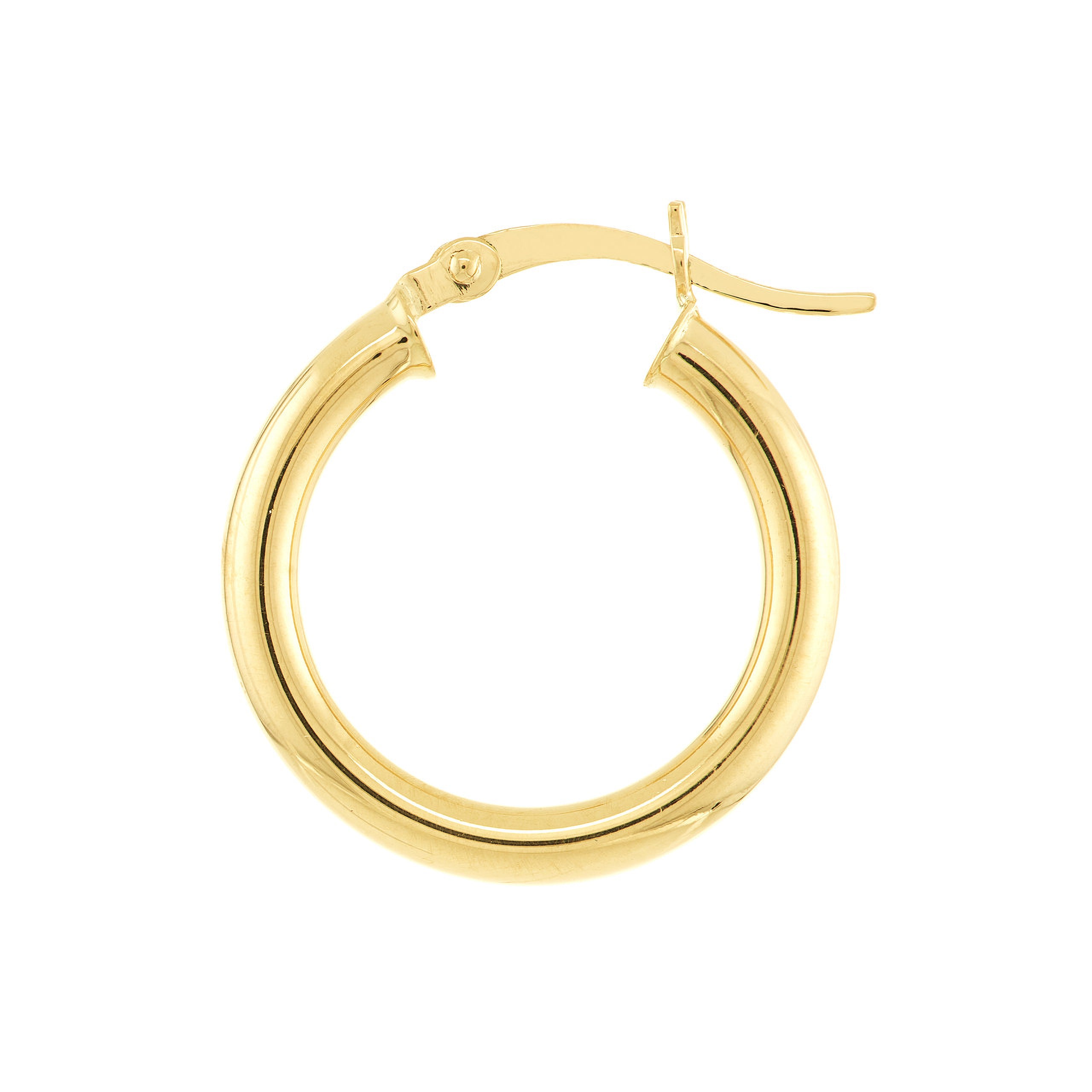 14K gold hoop earring with secure latch, timeless fine jewelry for everyday wear