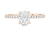 Micro Pavé Oval Cut Diamond Solitaire Engagement Ring in 14k Rose Gold