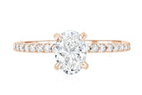 Micro Pavé Oval Cut Diamond Solitaire Engagement Ring in 14k Rose Gold