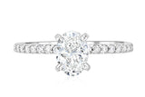 Micro Pavé Oval Cut Diamond Solitaire Engagement Ring in 14k White Gold