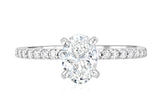 Micro Pavé Oval Cut Diamond Solitaire Engagement Ring in 14k White Gold