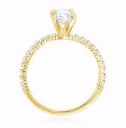 Micro Pavé Oval Cut Diamond Solitaire Engagement Ring in 14k Yellow Gold