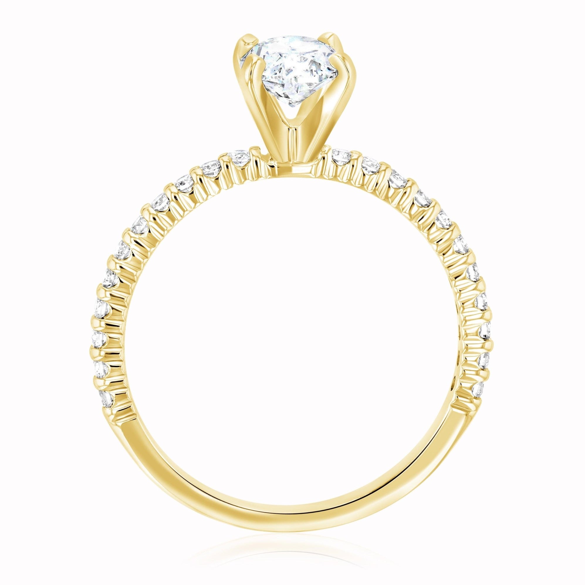 Micro Pavé Oval Cut Diamond Solitaire Engagement Ring in 14k Yellow Gold