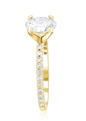 Micro Pavé Oval Cut Diamond Solitaire Engagement Ring in 14k Yellow Gold