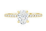 Micro Pavé Oval Cut Diamond Solitaire Engagement Ring in 14k Yellow Gold