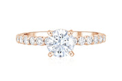 Micro Pavé Round Diamond Solitaire Engagement Ring in 14k Rose Gold