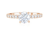 Micro Pavé Round Diamond Solitaire Engagement Ring in 14k Rose Gold