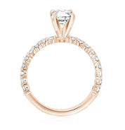 Micro Pavé Round Diamond Solitaire Engagement Ring in 14k Rose Gold