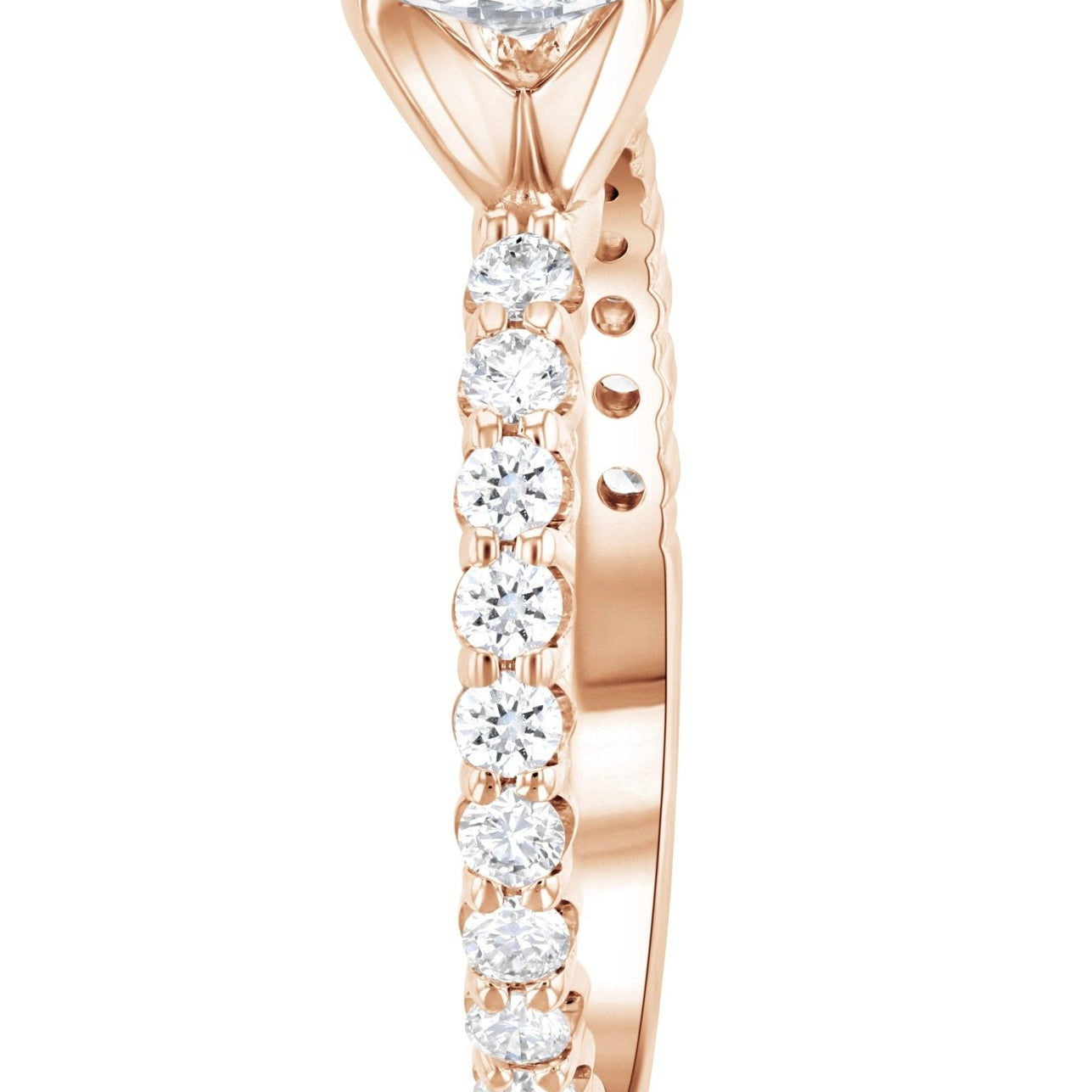 Micro Pavé Round Diamond Solitaire Engagement Ring in 14k Rose Gold