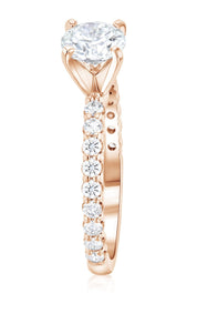 Micro Pavé Round Diamond Solitaire Engagement Ring in 14k Rose Gold