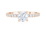 Micro Pavé Round Diamond Solitaire Engagement Ring in 14k Rose Gold