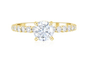 Micro Pavé Round Diamond Solitaire Engagement Ring in 14k Yellow Gold