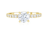 Micro Pavé Round Diamond Solitaire Engagement Ring in 14k Yellow Gold
