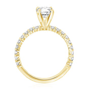 Micro Pavé Round Diamond Solitaire Engagement Ring in 14k Yellow Gold